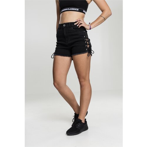 UC Ladies Women&amp;#039;s High Waisted Denim Shorts Black Washed Slike