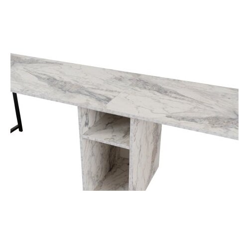 Hanah home Dupli stilski radni sto Freesia Marble, 240 x 74 x 60 cm, Crni Slike
