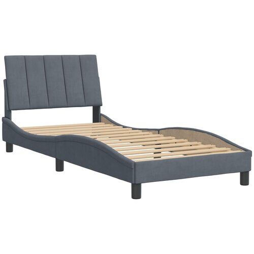 VidaXL Posteljni okvir z vzglavjem temno siv 90x190 cm žamet, (21081836) Slike