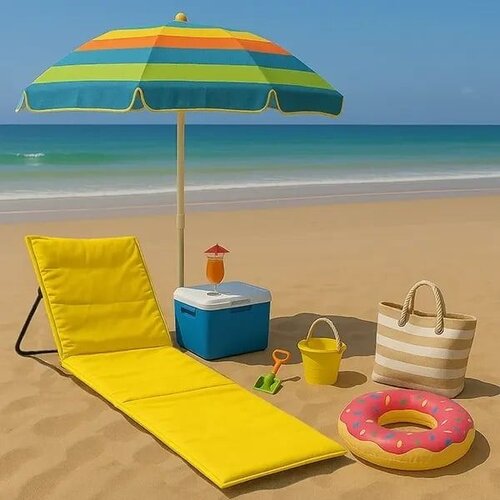 LemonPlanet Sklopiva ležaljka za plažu 140x39cm/ žuta Slike