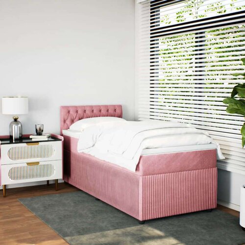 VidaXL Box spring krevet s madracem ružičasti 80 x 200 cm bar&amp;scaron;unasti Slike