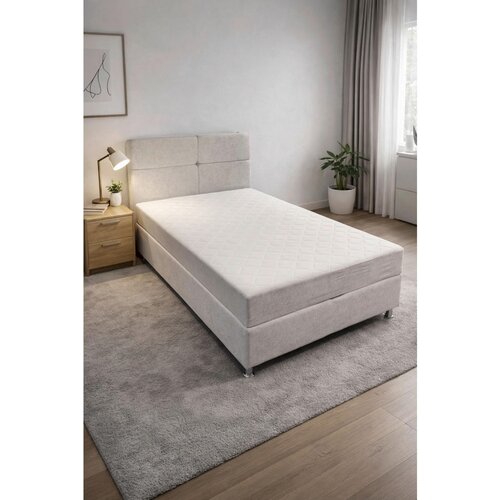 Time POSTELJA Z VZMETNICO 120 cm x 200 cm , les, tekstil, leseni material svetlo siva Cene