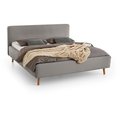 Meise Möbel Sivi tapecirani bračni krevet s prostorom za pohranu s podnicom 160x200 cm Mattis – Cijene