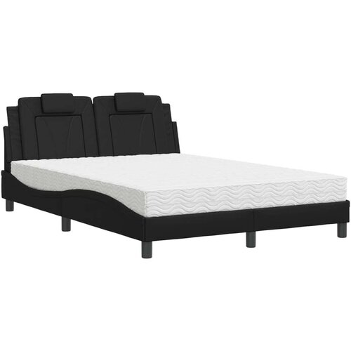  Krevet s madracem crni 140 x 200 cm od umjetne kože Slike