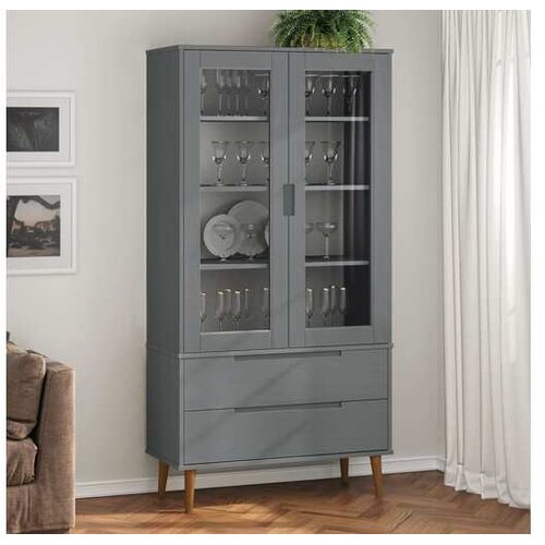  Vitrina MOLDE siva 90 x 35 x 175 cm od masivne borovine Cijene
