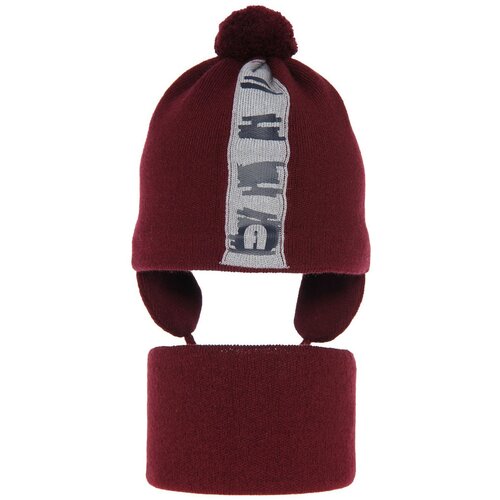 AGBO Boy&amp;#039;s spring/ autumn set: hat and tube scarf burgund Saper with pompom Slike