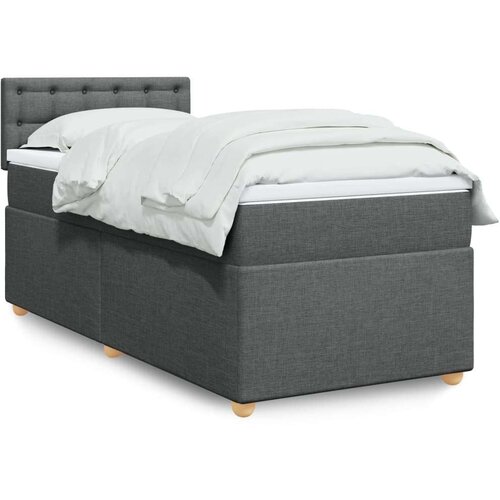VidaXL Krevet s oprugama i madracem tamnosivi 100 x 200 cm od tkanine Slike