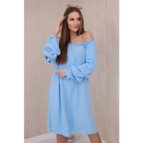 Kesi Spanish dress with decorative sleeves blue Slike
