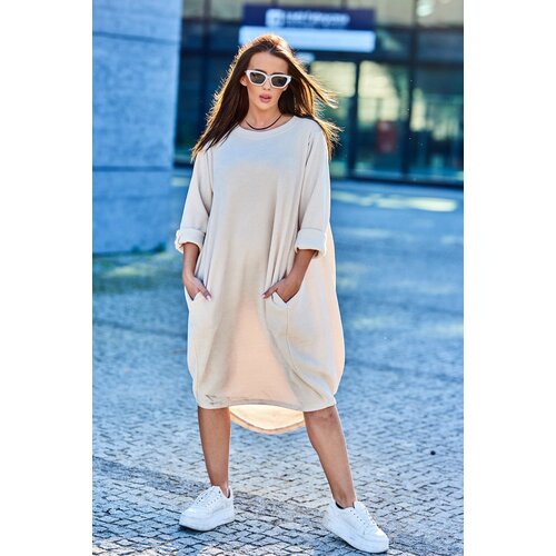 Kesi Corduroy dress with pockets light beige Slike
