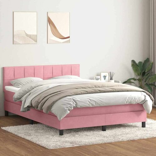 Box Spring krevet s madracem ružičasti 160x220 cm baršun Cene