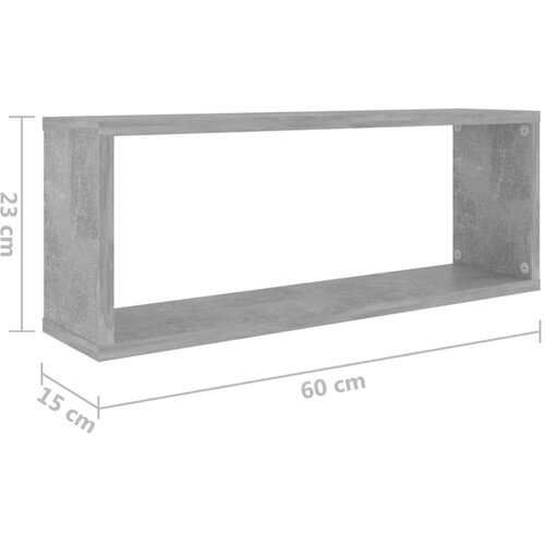 vidaXL Kockaste zidne police 2 kom boja betona 60 x 15 x 23 cm iverica Cene