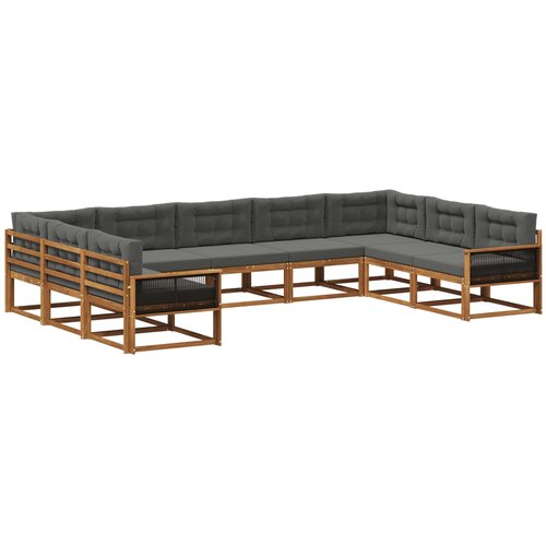vidaXL Zunanja garnitura za sedenje 9 pcs Naravna in antracitna, (5000280799) Cene