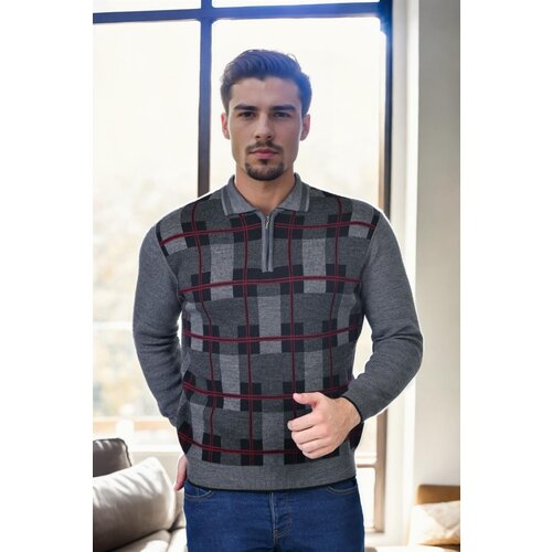 Dewberry 29496 Zippered Polo Neck Mens Sweater-GREY Cijene