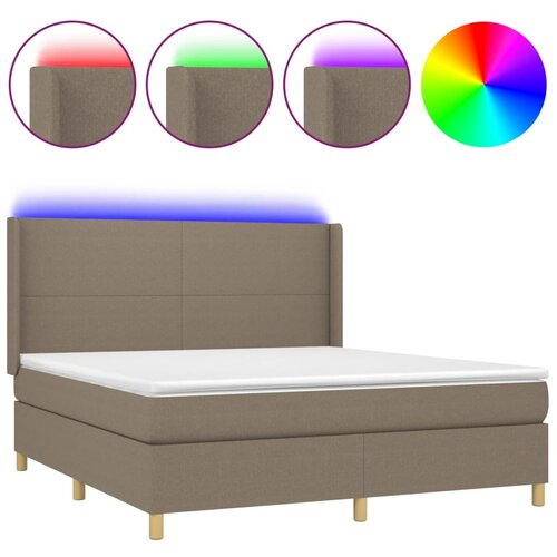  box spring s madracem LED smeđesivi 180x200 cm tkanina Slike