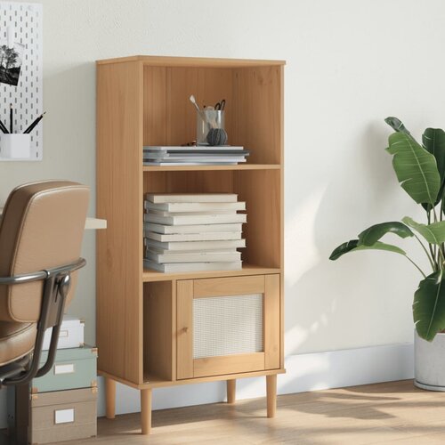 VidaXL Regal za knjige SENJA izgled ratana smeđi 60x35x130 cm borovina Slike