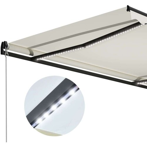  Tenda na ručno uvlačenje s LED svjetlima 300 x 250 cm krem Cijene