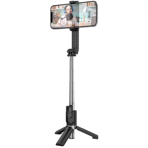 Borofone BY09 selfie tripod stojalo za snemanje in slikanje selfie posnetkov 75 cm - črn