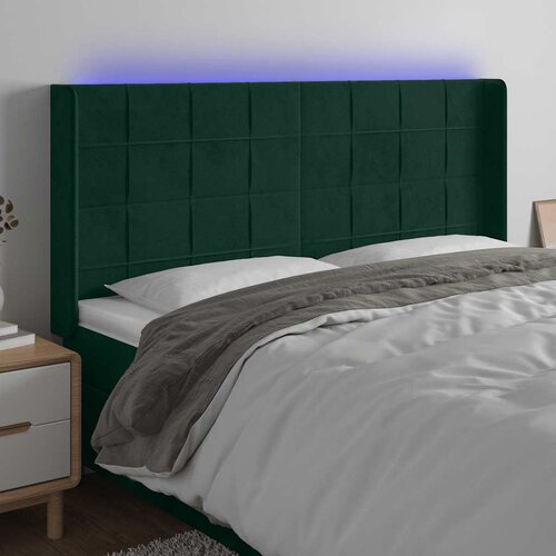  LED uzglavlje tamnozeleno 163x16x118/128 cm baršunasto Cene