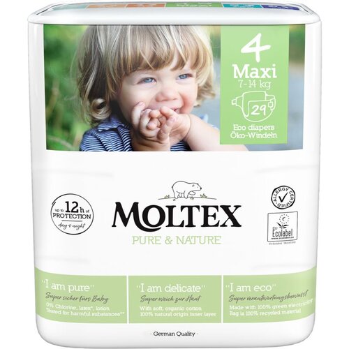 Moltex Pure &amp;amp; Nature Maxi Size 4 jednokratne EKO pelene 7-14 kg 29 kom Slike