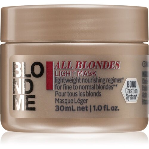 Schwarzkopf Professional Blondme All Blondes Light hranilna maska za tanke do normalne lase 30 ml Cene