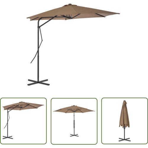  The Living Store Zunanji senčnik z jeklenim drogom 300 cm taupe - Senčnik, (21742656) Cene
