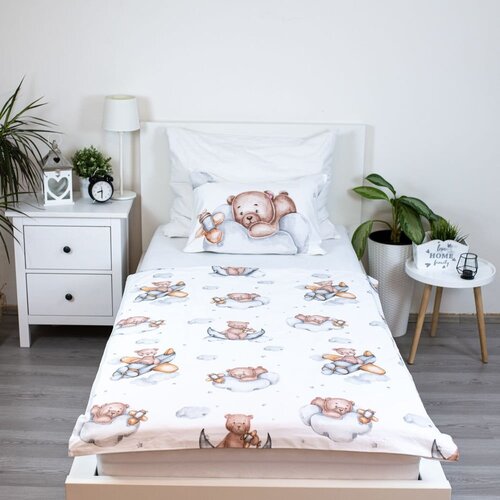 Jerry Fabrics Pamučna dječja posteljina za dječji krevetić 100x135 cm Medv&amp;iacute;dek &amp;quot;Plane&amp;quot; &amp;ndash; Slike