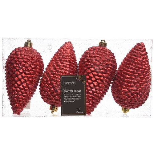 Dekordom novogodišnji set šišarki za jelku 4pcs 12cm 028522 - Christmas red - KMG Cene