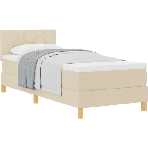 VidaXL Krevet s podnicom s madracem krem 80x200 cm tkanina Slike