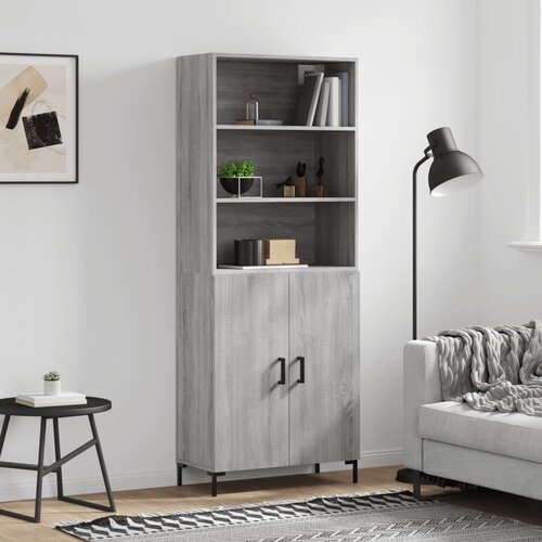 VidaXL Visoka komoda siva sonome 69 5x34x180 cm od konstruiranog drva Slike