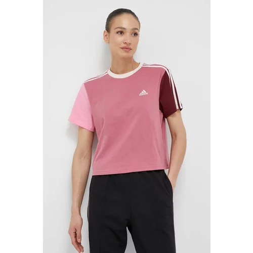 Adidas Bombažna kratka majica roza barva