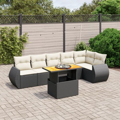 vidaXL 7-dijelni set vrtnih sofa od poliratana s jastucima crni Cijene