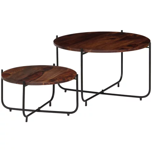  2-dijelni set stolića za kavu od masivnog drva šišama 60x35 cm