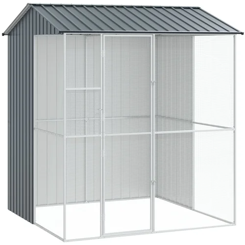 vidaXL Aviarium za ptice Antracit 215x210x247 cm Jeklo