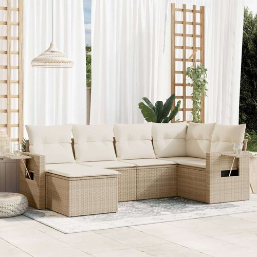 VidaXL 6-dijelni set vrtnih sofa s jastucima bež od poliratana Slike