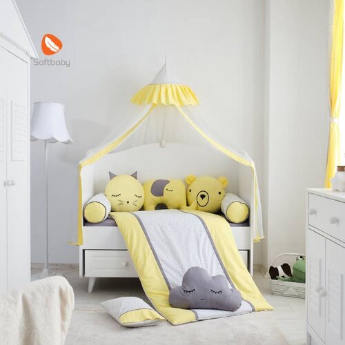 Belis posteljina za krevetac stars 120X60 yellow Slike