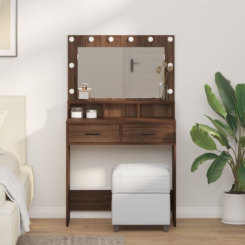 vidaXL rjav hrast inženirski les 79 x 41 x 135 cm ogledalo Cene