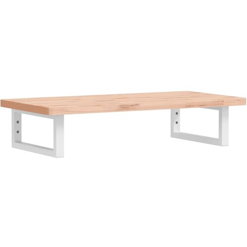  Zidna polica za umivaonik od čelika i masivne bukovine Smeđa 80 x 40 x 2.5 cm Slike