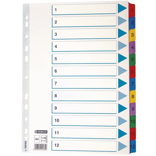 Pregrada kartonska A4 brojevi 1-12 kolor 12listova Esselte 100162 Cene