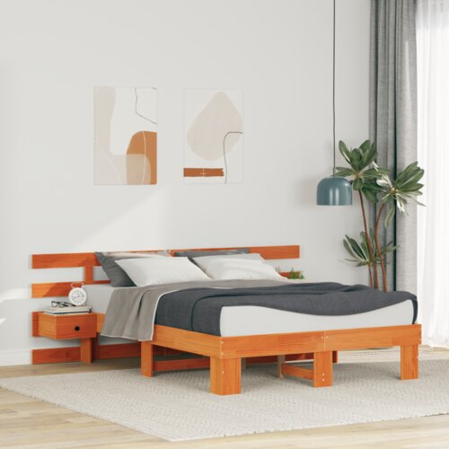  Konstrukcija postelje Rjava 135 x 190 cm Masivno borovo les, (5000127297) Cene