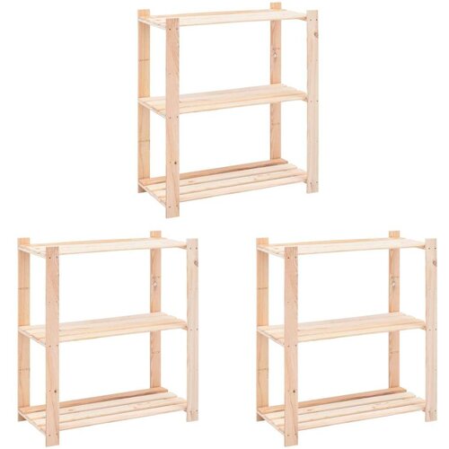 vidaXL vidXL Stojalo 3-nadstropno 3 kosi 80x38x90 cm trdna borovina 150 kg Cene
