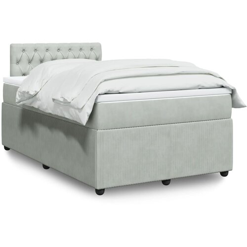 vidaXL Box spring postelja z vzmetnico svetlo siva 120x200 cm žamet Cene