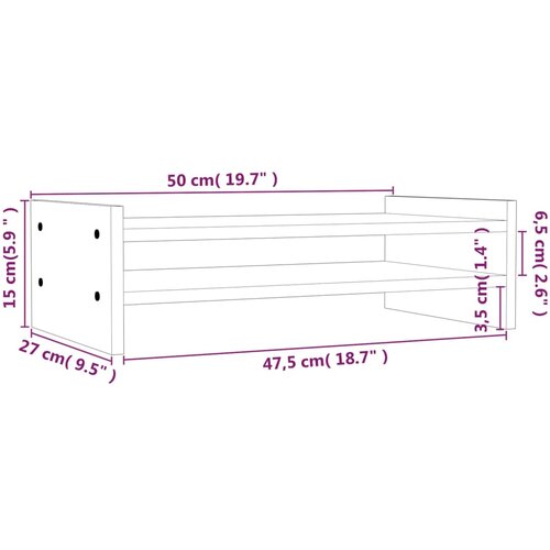  Stalak za monitor boja meda 50 x 27 x 15 cm od masivne borovine Slike