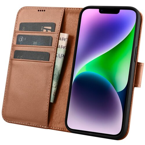ICARER 2v1 usnjena preklopna torbica za iPhone 14 Plus Anti-RFID Wallet Case Rjava, (21522117) Slike