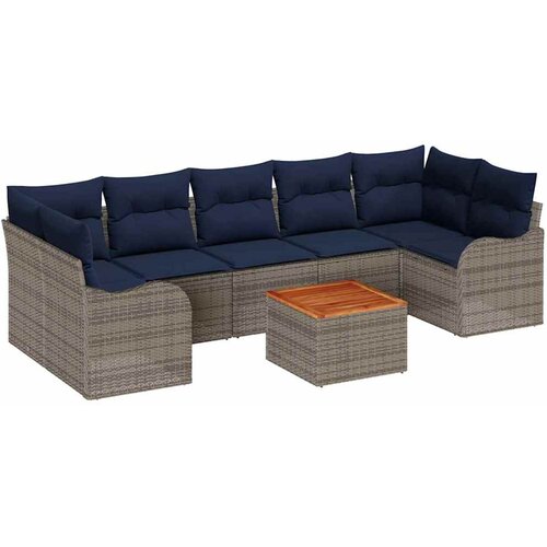 vidaXL Vrtna sedežna garnitura 8 pcs Siva Poly ratan, (5000063131) Cene