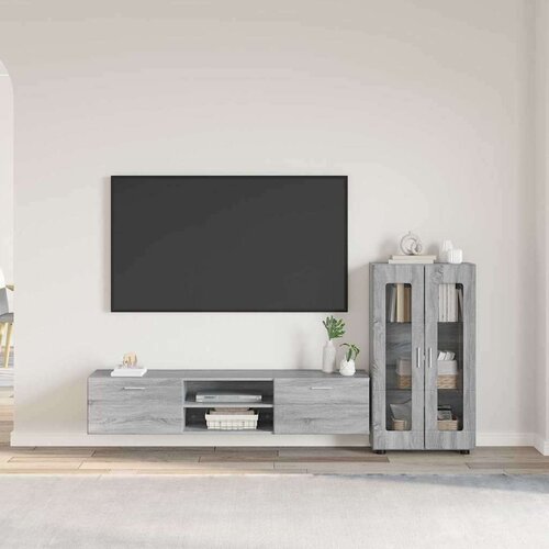  Set TV komoda s ladicama Siva Sonoma Konstruirano drvo Cene