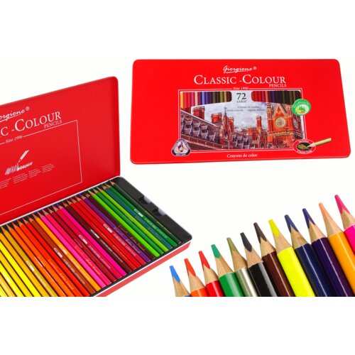  Set of 72 Art Crayons Metal Container Slike