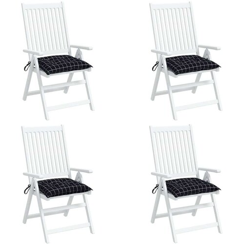  Jastuci za stolice 4 kom crni karirani 50x50x7 cm od tkanine Slike