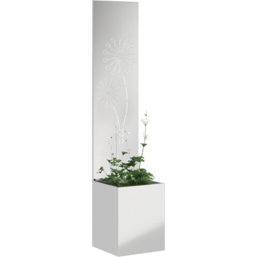 VidaXL Vrtni Sadič s Dekorativnom Pločom Srebrno 32 x 140 cm Slike
