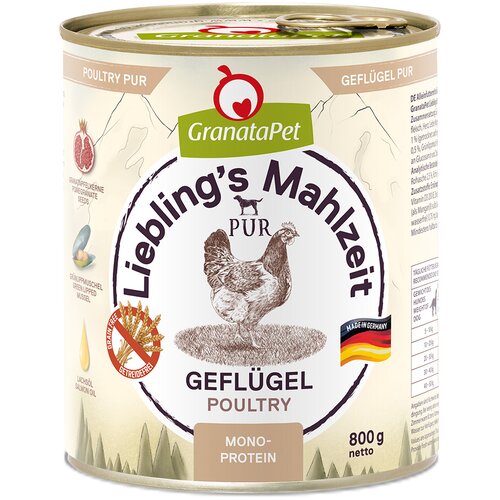  Ekonomično pakiranje GranataPet Liebling's Mahlzeit PUR 24 x 800 g - Perad Cijene
