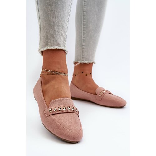 Kesi Shiny women's loafers with chain, pink Aredilla Slike
